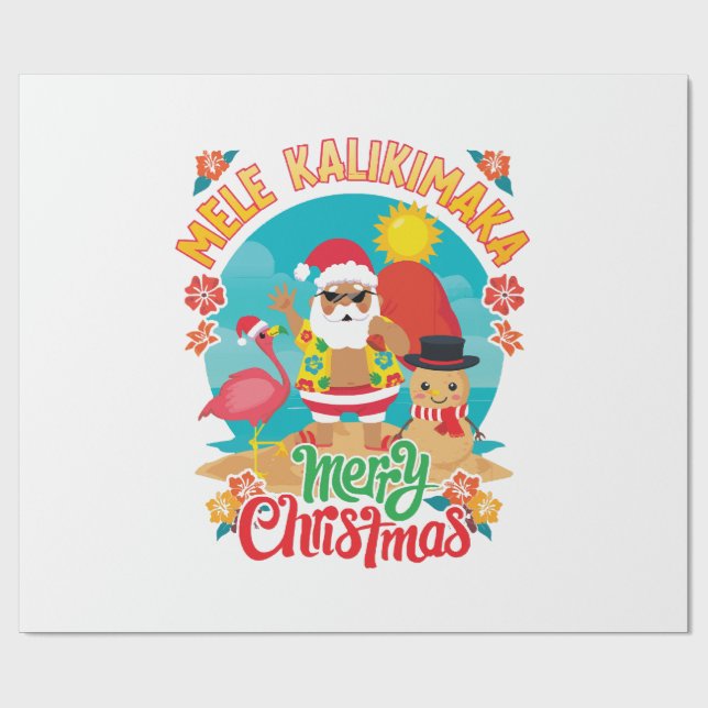 Papel De Regalo Mele Kalikimaka para un brillante Navidad hawaiano (Superficie plana)