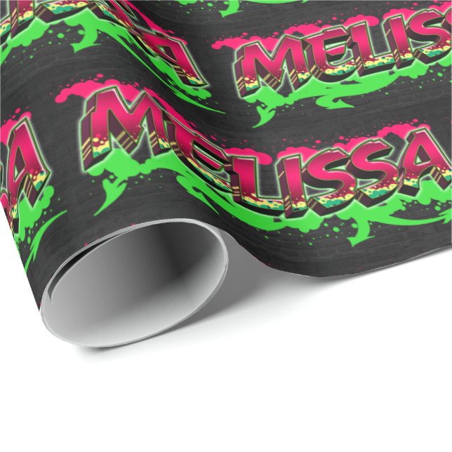 Papel De Regalo Melissa Vorname Name Graffiti red green (Esquina del rollo)