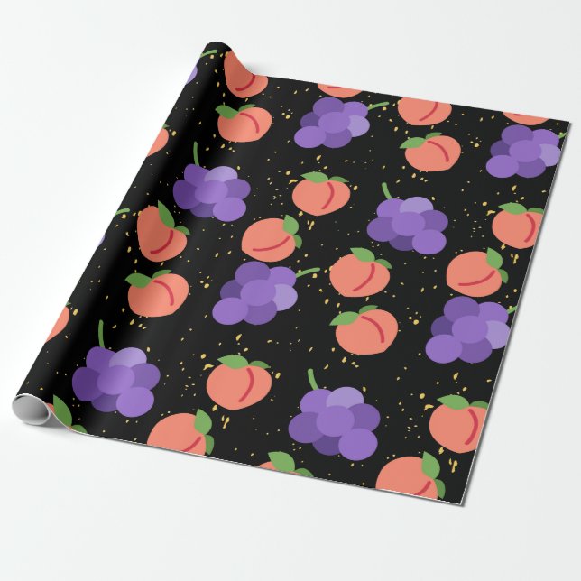 Papel De Regalo melocotón, estampado de melocotón (Desenrollado)