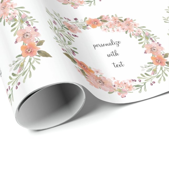 Papel De Regalo Melocotón romántico floral (Esquina del rollo)
