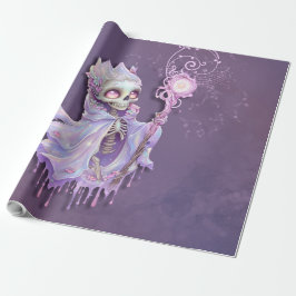 Papel De Regalo Melodías mágicas del lindo esqueleto morado.
