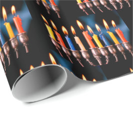 Papel De Regalo Menorá colorida de Hanukkah