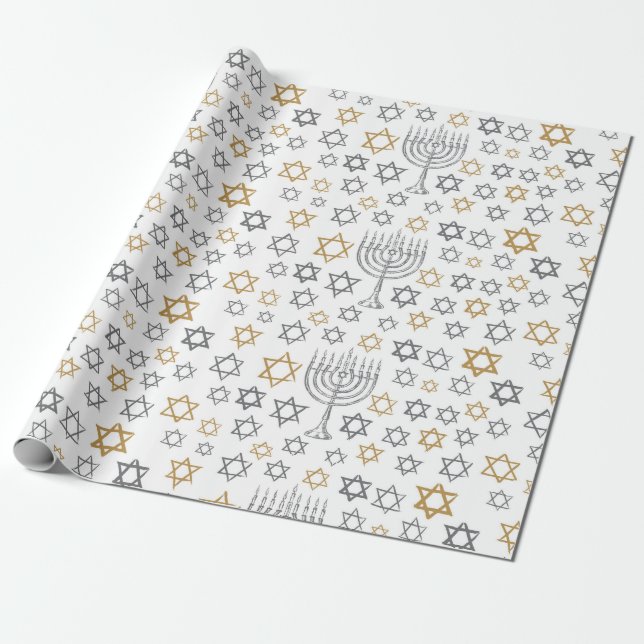 Papel De Regalo Menorá de Janucá (Desenrollado)
