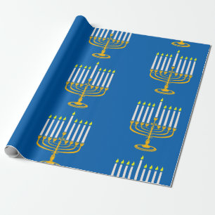 Papel De Regalo menorah amarillo hanukkah jewish print
