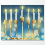 Papel De Regalo Menorah Candlesticks<br><div class="desc">La menorah,  decorada para las fiestas judías,  simboliza también la creación en siete días,  con la luz central que representa el Sabbath.</div>