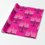 Papel De Regalo menorah rosa hanukkah purim jewish print<br><div class="desc">"menorah rosa caliente hanukkah ", "hanukkah rosa",  "menorah rosa",  "hanukkah menorah",  menorah,  "feliz hanukkah",  channukah,  hannukah,  Hanukkah,  "vacaciones judías"</div>