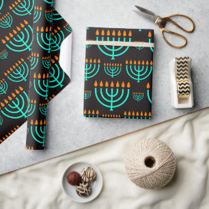 Papel De Regalo Menorás de Hanukkah