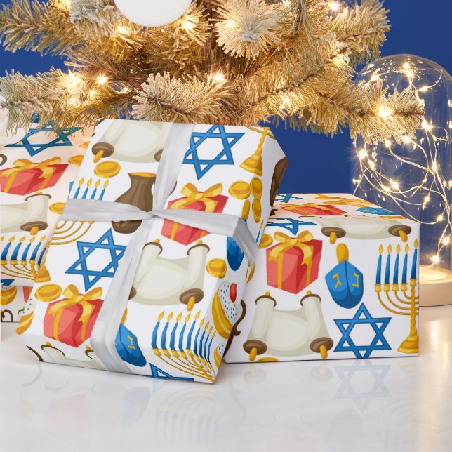 Papel De Regalo Menorás para Hanukkah (Vacaciones)