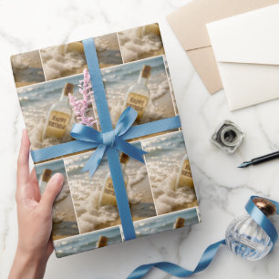 Papel De Regalo Mensaje de cumpleaños en una botella