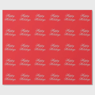 Papel De Regalo Mensaje de fiestas felices rojo brillante simple y