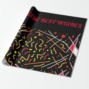 Papel De Regalo Mensaje de mejores deseos diseño amarillo rojo