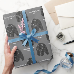 Papel De Regalo Mensaje de Personalizado Gris Rústico de Cumpleaño