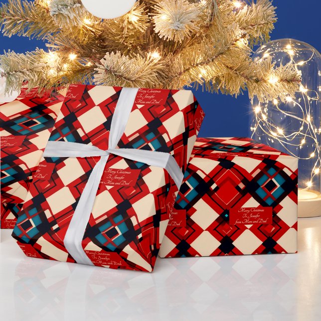 Papel De Regalo Mensaje personalizado en Navidades geométricos (Subido por el creador)
