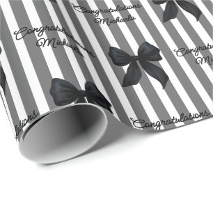 Papel De Regalo Mensaje Personalizado Lazos Negros Coqueta Felicit