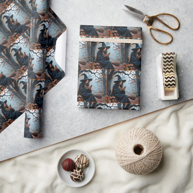 Papel De Regalo Mensajes de texto de bruja de bonito en un teléfon (Artesanía)