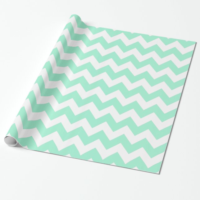 Papel De Regalo Menta Chevron (Desenrollado)