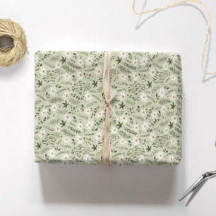 Papel De Regalo Menta Floral Flor de Margarita