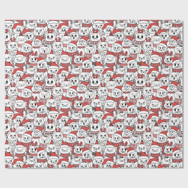 Papel De Regalo Meowy & Bright - Gatos de Navidad (Superficie plana)