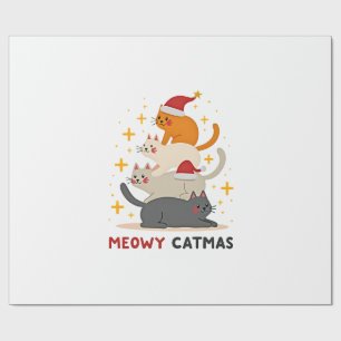 Papel De Regalo Meowy Catmas Gato Navidad Árbol de Navidad Xmas (2