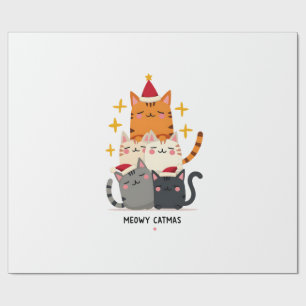 Papel De Regalo Meowy Catmas Gato Navidad Árbol de Navidad Xmas (3