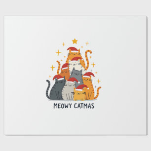 Papel De Regalo Meowy Catmas Gato Navidad Árbol de Navidad Xmas (4