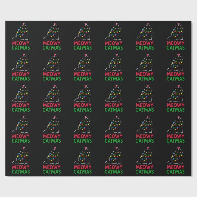 Papel De Regalo Meowy Navidad (Superficie plana)