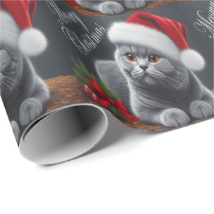 Papel De Regalo Meowy Navidades British Shorthair Santa Cat