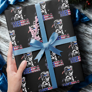 Papel De Regalo Merica Trump Bandera Estadounidense