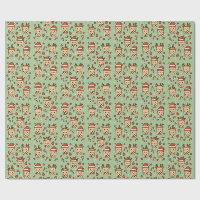 Papel De Regalo Merry Boba Time (Superficie plana)