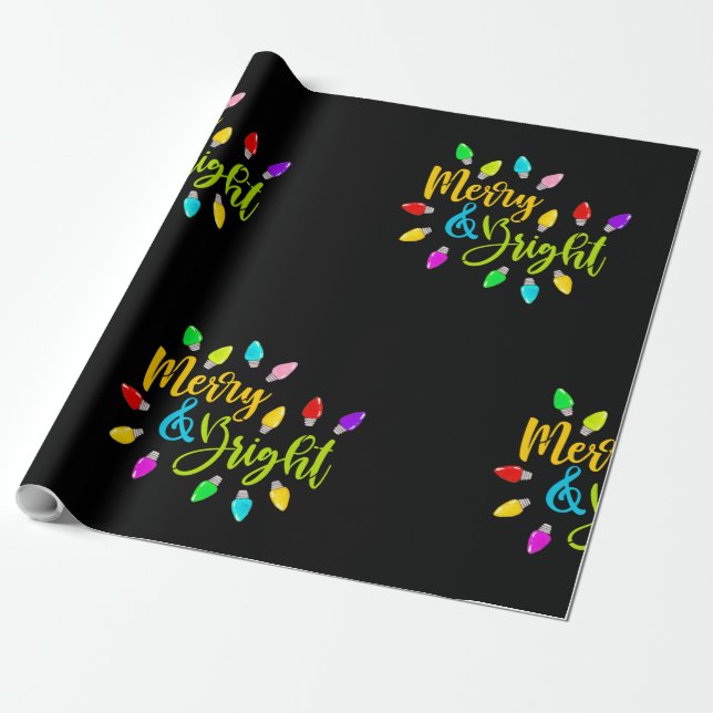 Papel De Regalo *~* Merry Bright AP44 Neon Navidades Luces (Desenrollado)