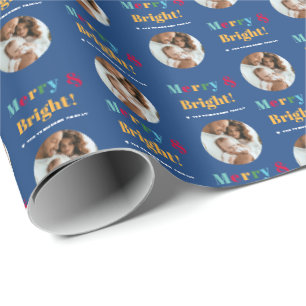 Papel De Regalo Merry & Bright Foto de Familia Personalizada Navid