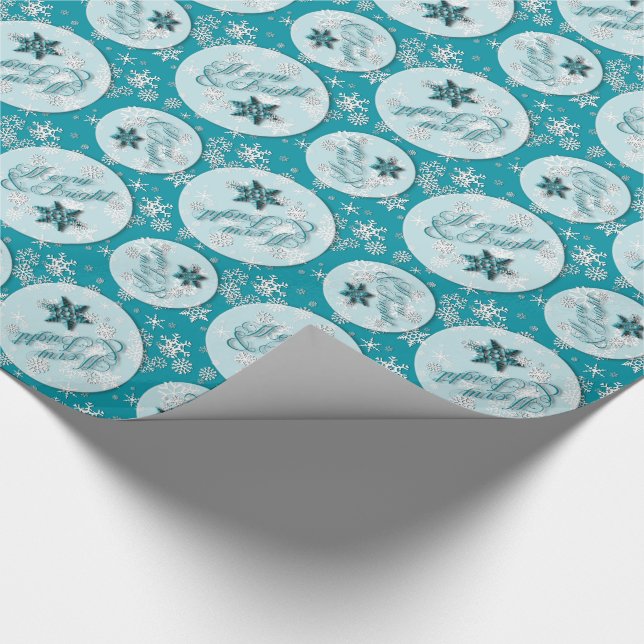 Papel De Regalo Merry & Bright ・ Verde azulados ・ Copos de nieve ・ (Esquina)