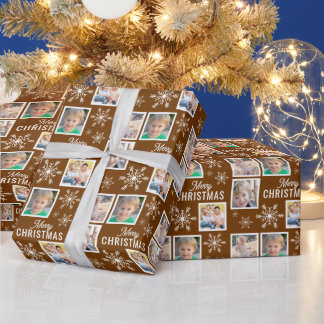 Papel De Regalo Merry Christmas 4 Photos Snowflake Christmas Brown