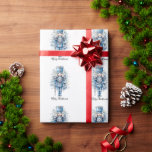 Papel De Regalo Merry Christmas Blue Nucracker<br><div class="desc">Papel de relleno para el cazador de nueces azul de Feliz Navidad</div>