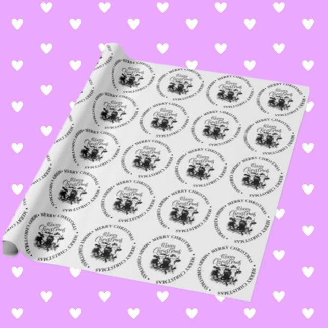 Papel De Regalo Merry Christmas Country Cow (Wrap your gifts with love using Merry Christmas Country Cow theme wrapping paper.)
