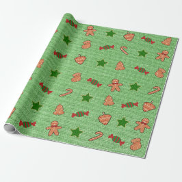 Papel De Regalo Merry Christmas Cute Candy Socks Green Stars