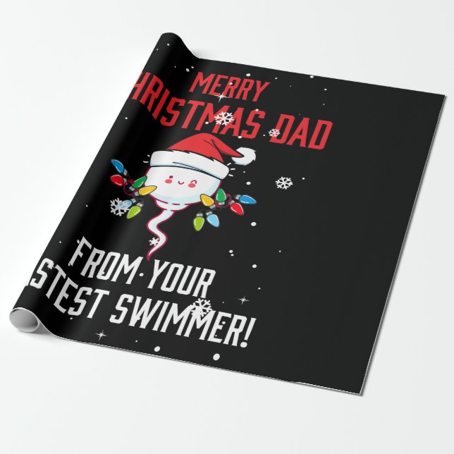 Papel De Regalo Merry Christmas Dad From Your Fastest Swimmer (Desenrollado)
