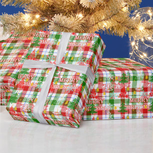Papel De Regalo Merry Christmas Decorated Plaid Tartán