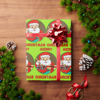 Papel De Regalo Merry Christmas - Dessin de Père Noël et cadeaux