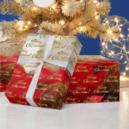 Papel De Regalo Merry Christmas Elegant Gold Script Poinsettia