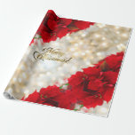 Papel De Regalo Merry Christmas Elegant Gold Script Poinsettia<br><div class="desc">Feliz Navidad Elegante Relieve metalizado dorado Faux Script en Poinsettia Antecedentes Temporada de Navidad Glossy o Papel de envolvimiento Matte Gift</div>