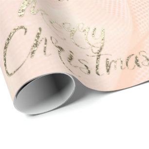 Papel De Regalo Merry Christmas Faux Gold Purpurina Script Silk