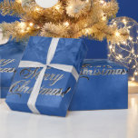 Papel De Regalo Merry Christmas Faux Relieve metalizado plateado S<br><div class="desc">Feliz Navidad Faux Relieve metalizado plateado Script Elegante Moda Navidades azules regalo Papel de envolver</div>