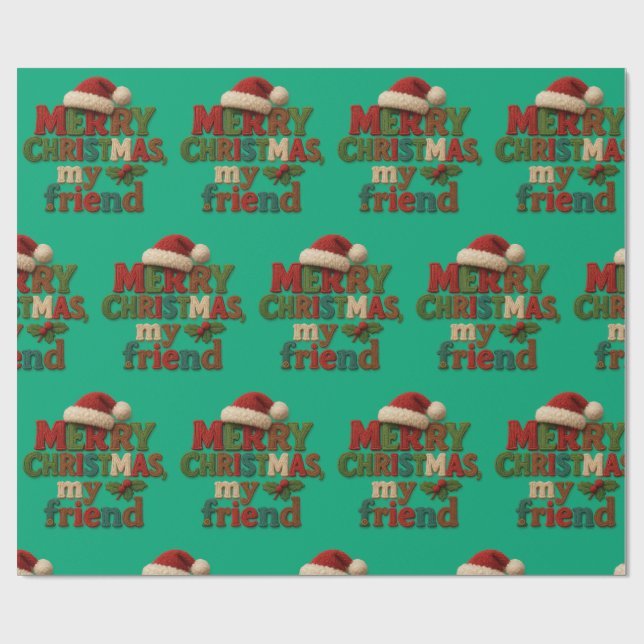 Papel De Regalo Merry Christmas Friend  (Superficie plana)