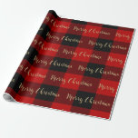 Papel De Regalo Merry Christmas Gold Script Red Buffalo Plantado<br><div class="desc">papel envolvente</div>