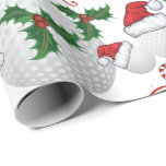 Papel De Regalo Merry Christmas Golf Ball Santa<br><div class="desc">Navidades de los amantes de los deportes - Golf Ball con Santa Cap decorado con Cañones Holly y Candy - Navidades Personalizados mensajes _ Elegimos Feliz Navidad y Ho Ho Ho en rojo y verde - puedes cambiar el texto</div>