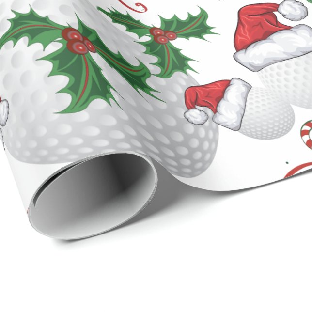 Papel De Regalo Merry Christmas Golf Ball Santa (Esquina del rollo)