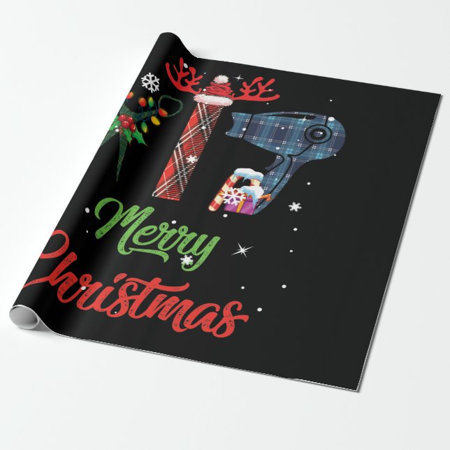 Papel De Regalo Merry Christmas Hairstylist Funny Tool Hairdresser (Desenrollado)