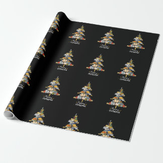 Papel De Regalo Merry Christmas Library Tree Cute Book Lover Libra