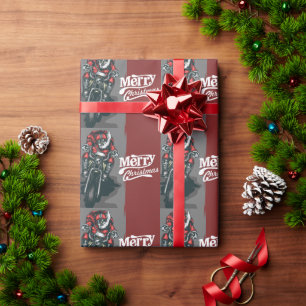 Papel De Regalo Merry Christmas Motorcycle Santa Wraping Paper